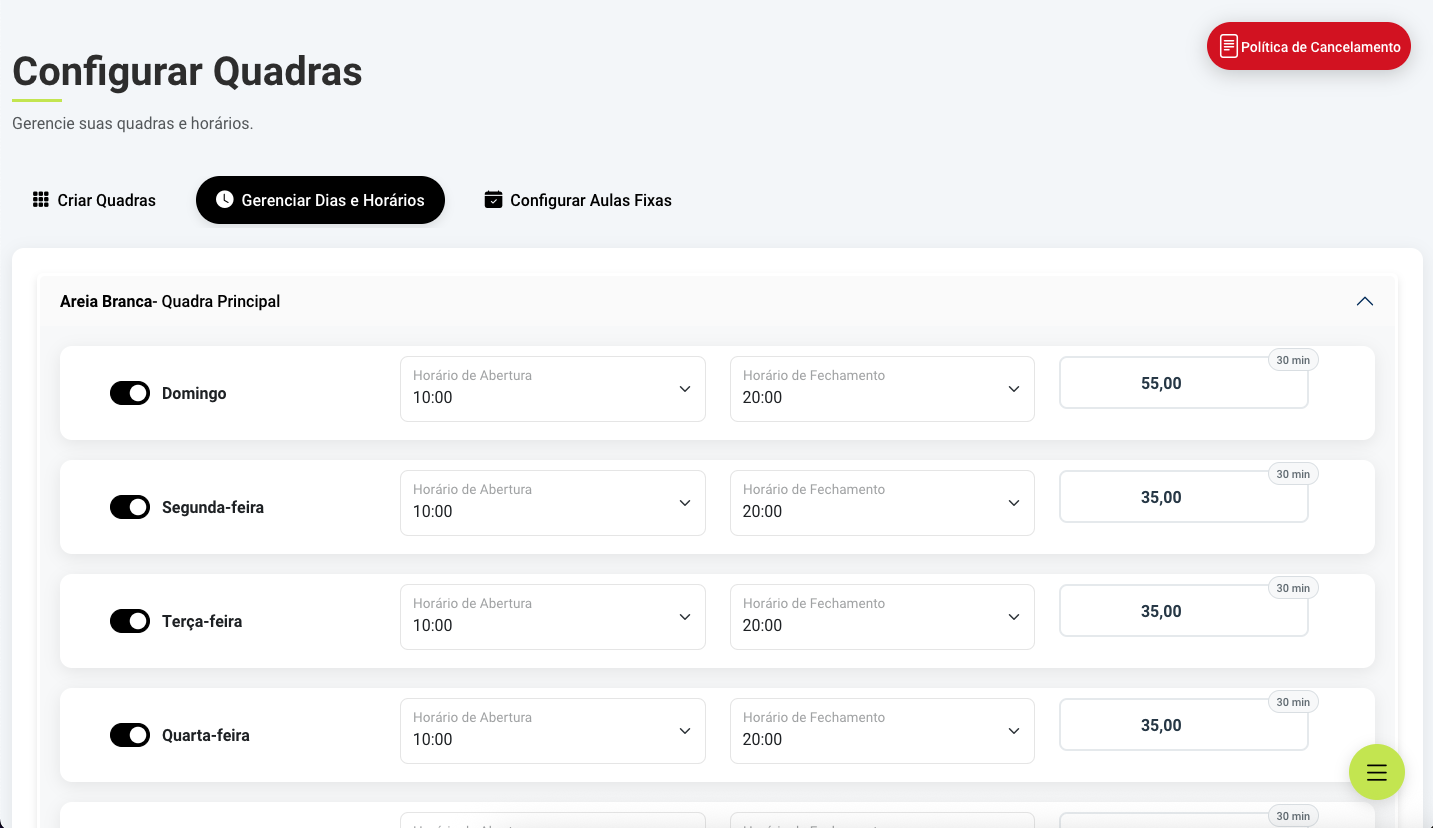 Configurações Avançadas